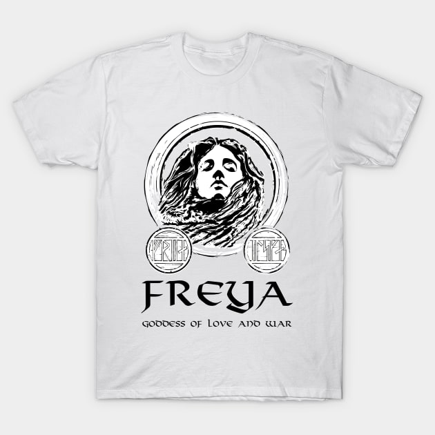 Freya Viking Goddess Asatru Medieval Norse Mythology Pagan T-Shirt by Styr Designs